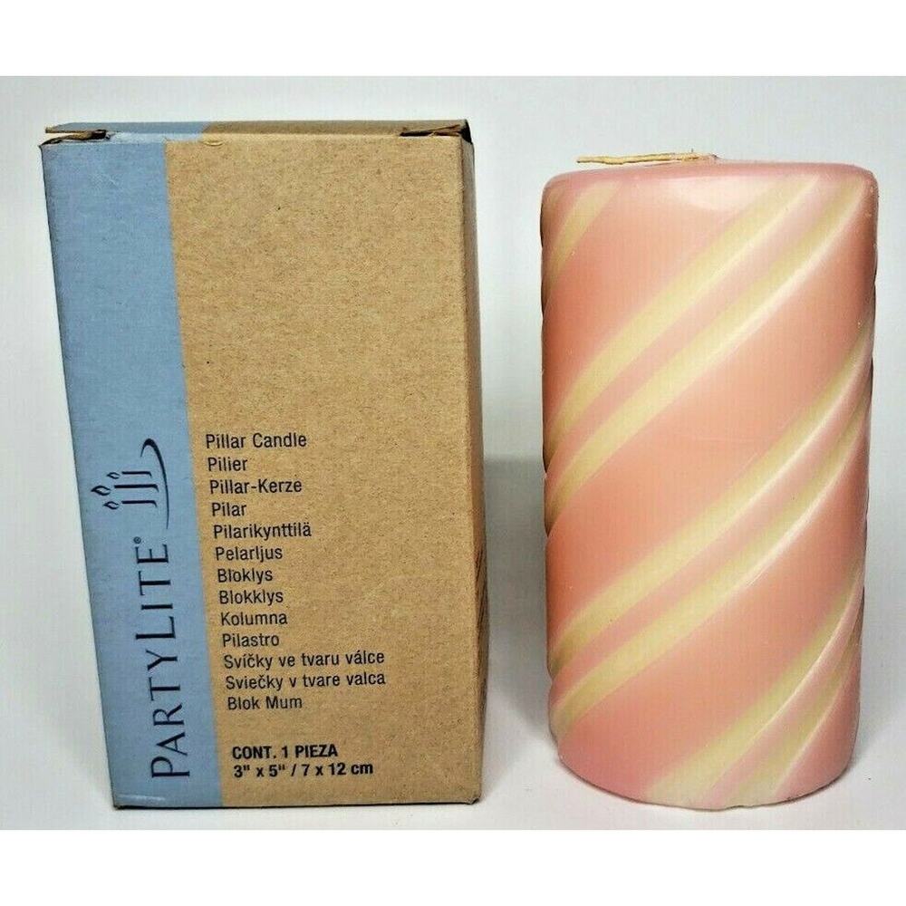 PartyLite Pillar Candle 3" x 5" New Box Peppermint Snow P5F/C05246